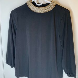 Cute Black blouse with detailed collar